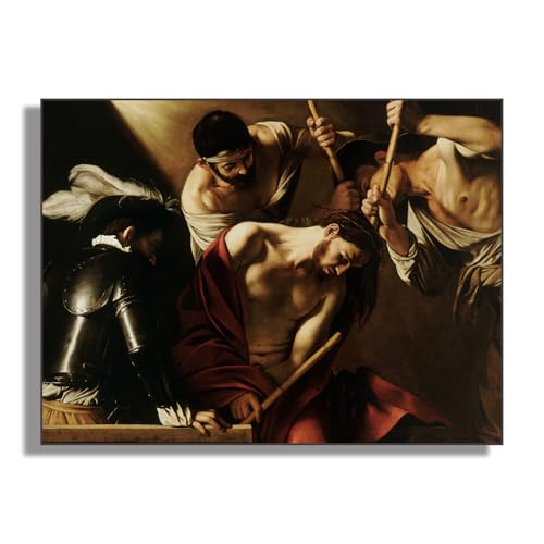 Caravaggio Art Prints- Crowning With Thorns Canvas Wall Art - Historical Illustrations- Celebrity Pictures- Famous Painting Reproductions- Cool Home Decor for Hotel Bathroom - Unframed/12x16in/30x40cm