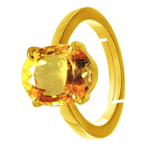 Bague en citrine jaune véritable 11,25 cts avec anneau ajustable