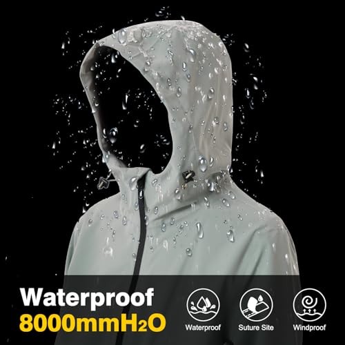 PYALT Regenjacke Damen Wasserdicht Outdoorjacke Atmungsaktiv Regenmantel Mit Kapuze Faltbar Leicht Windbreaker Fahrradjacke Light Green M