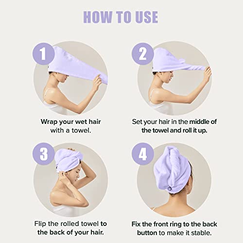 Toalha de Secagem de Cabelo Ultra Absorvente Turbante de Cabelo Torcido Touca de Secagem Envoltória,