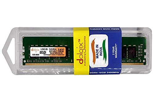 Image of Dolgix 16GB DDR4 2400MHz Desktop RAM (Memory) U-DIMM | Long-DIMM | CL- 17 | PC4-19200 (1Rx8) 3 Year Warranty (Made in India)