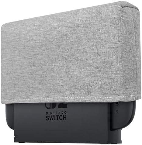 Raryars Dust Cover for Nintendo Switch 2 Dust Protector Custom Designed Water Proof for Nintendo Switch 2 Thick Fabric Precision Cut Easy Access Cable Port (Grey)