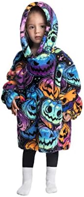 Wearable Blanket Hoodie for Kids Toddlers Super Warm Cozy Oversized Hooded Blanket Sweatshirt with Pocket for Little Girls Boys