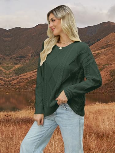 Image of MixShe Women's Oversized Crewneck Cable Knit Sweaters Fall Fashion 2025
