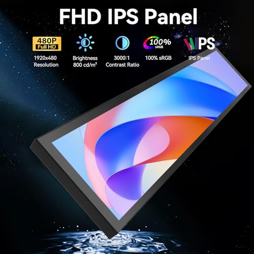 Image of 24 inch Ultra-Wide Stretched Bar LCD Monitor FHD1920x380 Industrial Computer Monitor Built-in Dual Speaker, Advertising Display for Subway Mall Restaurant Signage,PC Case Display Dual HDMI & DP Port, VESA