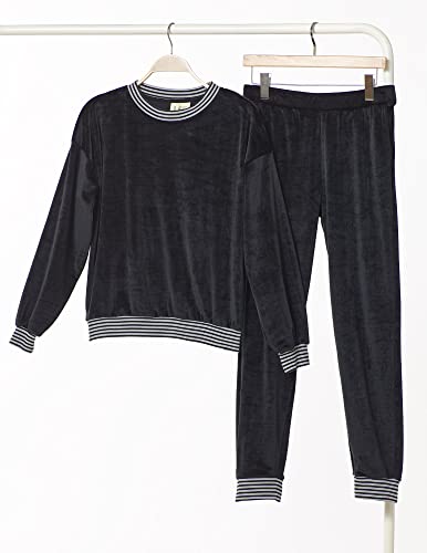 Hue Women's Velour Lounge 2 Piece Set, Black, Medium #TOP2