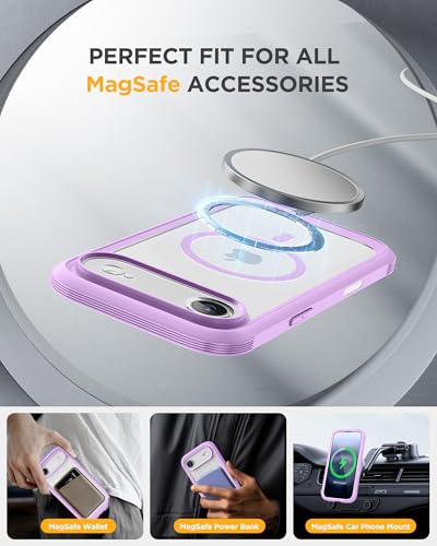 Image of Miracase Magnetic for iPhone Air Case 6.5 inch [Compatible with MagSafe] Full-Body Phone Case with Built-in Glass Screen Protector & Camera Control,Drop Proof iPhone 17 Air Case Cover, Purple