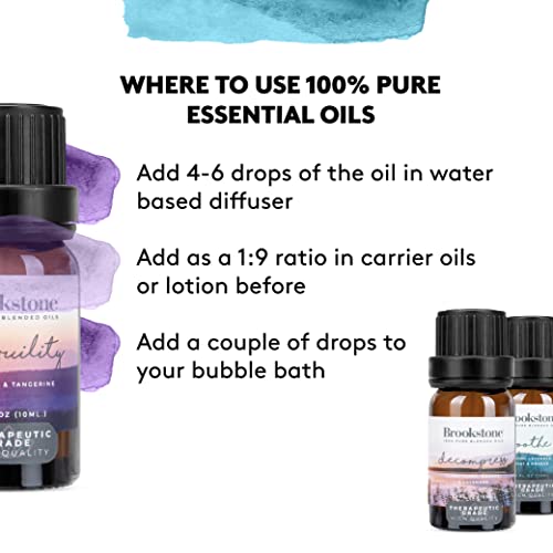 Brookstone Essential Oil Blends Essential Collection | Organic Essential Oil Set For Aromatherapy Diffuser, Massage Oil And Candle Scents| 4-Pack 10Ml Bottles #TOP5