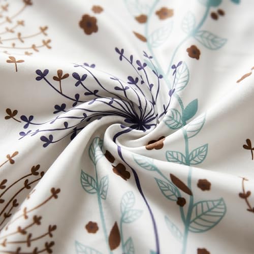 Image of BSB HOME 240 TC Cotton Bedsheet with 2 Pillow Covers, Soft Breathable Floral King Size Flat Bed Sheet - 90 x 100 Inches (228 x 254 cm) (Steel Blue)
