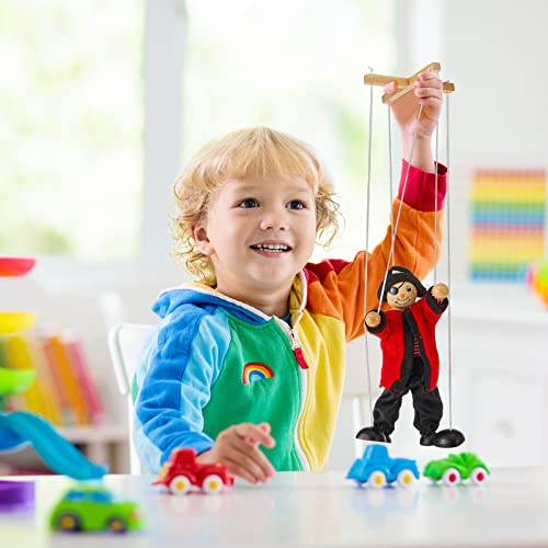 image for Meooeck 6 Pack Wooden Marionette Puppets Pull String Puppets, Include 