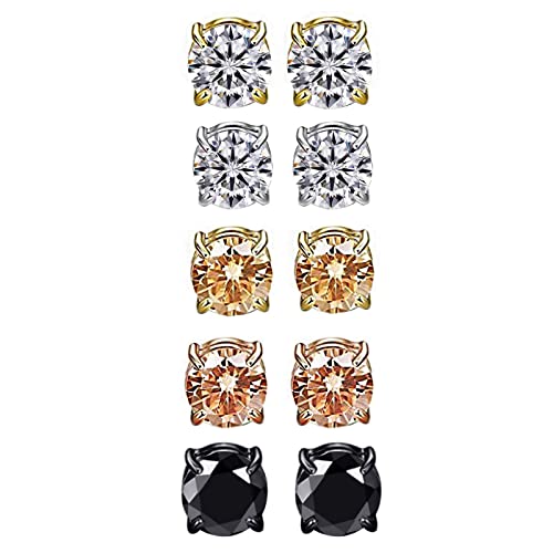 Amo'thea Lymphactive Mag Studs, Magnetic Lymph Detox Earrings Slimming Earrings, Lymph Drainage Magnetic Earrings, Mens Womens Magnetic Cubic Zirconia Stud Earrings (6MM) Cover
