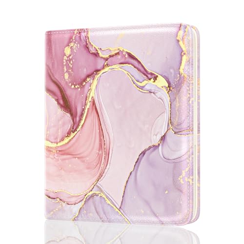 Image of Rouidr Womens Wallet, RFID Small Slim Wallet for Women, Cute Bifold Leather Pocket Credit Card Holder Ladies Mini Purse with Zipper Coin Pocket & ID Window, Pink Marble