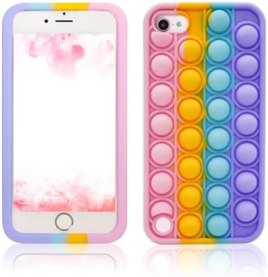 iPod Touch 7 Pop it Case, Kakotomy Stress Relief Fidget Toy Push Pop Bubble Sensory Silicone Cute Design Protective Girls Women Case for Apple iPod Touch 5/6/7th Generation