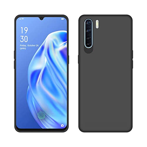 Image of Case Creation for OppoF15 2021 Back case, Oppo F15 Slim Flexible Smart Look case with 360 Camera All Angle Protection (Pure Black)
