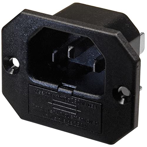 Spina Di Alimentazione Ac Tripolare Vde C14 Da Pannello Con Portafusibile 5X20Mm, Fissaggio A Vite