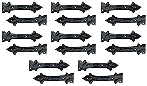 Image of Adonai Hardware Adonijah Antique Cast Iron Strap False or Faux or Dummy Hinge Front (6.5 inch x 16 Pack, Matte Black) for Barn Doors, Gates, Cabinets, Wooden Box, Furniture, Chest, Trunks and Sheds