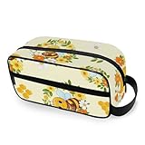 RPLIFE Kosmetiktasche mit niedlichem Cartoon-Bienen-Honigmotiv, tragbar, Organizer, wasserdicht, Kosmetiktasche für Damen