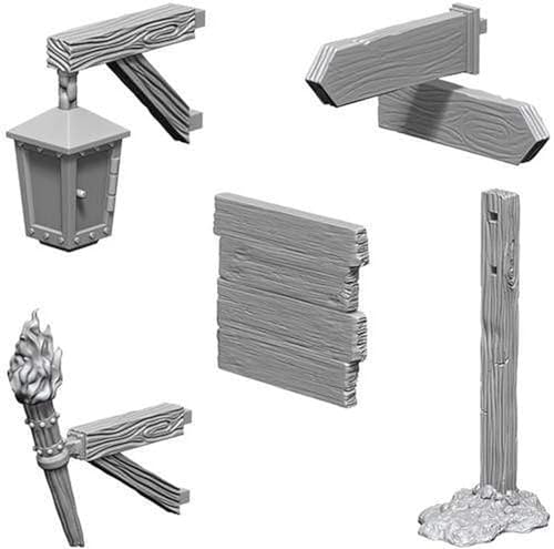 WizKids Deep Cuts Unpainted Miniatures Terrain: Wave 10: Signs & Lights