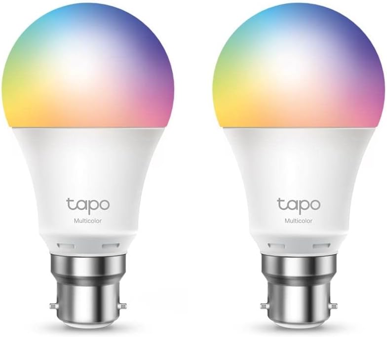 TP-Link Tapo Smart Bulb, Smart Wi-Fi LED Light, B22, 60W, Energy saving, Compatible with Alexa and Google Home, Colour-Changeable, No Hub Required Tapo L530B(2-pack) [Energy Class F]