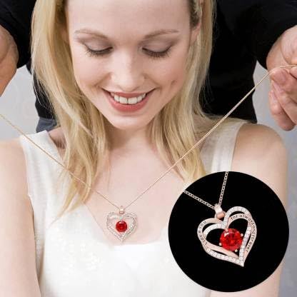 Red Rose with Necklace & Ring in Gift Box | Eternal Forever Flower