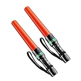 RoadHero 2 Pack Traffic Wand,11 Inch Flashlight Led Traffic Control Baton, Small Orange Safety Wands, Air Marshaling Wand with 5 Flashing Modes, Night Signal Light for Airport, Parking Directing