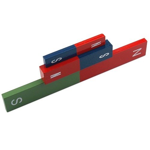 magnets4you Quader Stabmagnet lang 150 x 20 x 6 mm, AlNiCo rot/grün lackiert
