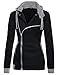 DJT Womens Oblique Zipper Slim Fit Hoodie Jacket Small Black
