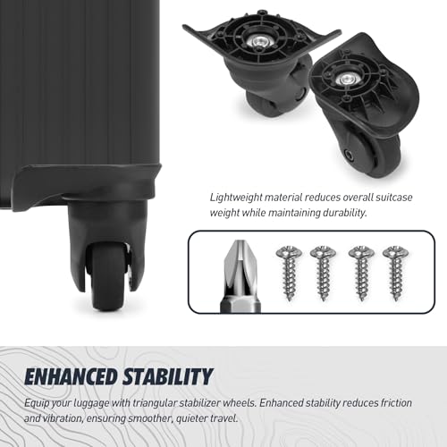 Domiella 1 Pair Luggage Replacement Swivel Caster Wheels, 360-Degree Rubber Trolley Wheel Kit for Suitcase Repair and Travel, DL0763