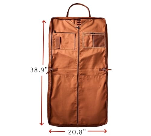 Personalized Leather Garment Bag, Travel Suit Cover Bag with Multiple Pockets, Customizable Monogram (Brown)3