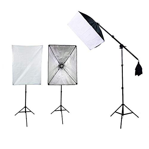 Kit de Iluminação Greika Pk-sb04 com Softboxes, Braço Girafa e Tripés de Iluminação 2m para Estúdio