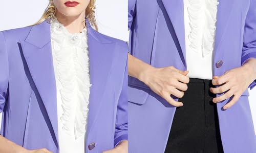 Kromoc Women's Suit Jacket Business Peak Lapel One Button Blazer Meeting Interviews3