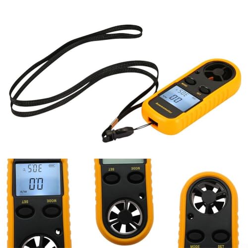 babominimer Anémomètre numérique LCD avec jauge de température et indicateur de vitesse du vent pour activités de plein air
