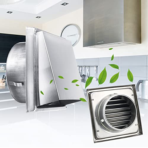 Grille de protection contre les intempéries, grille d'aération en acier inoxydable, 150 mm, grille d'aération avec moustiquaire pour ventilation de cuisine, système de ventilation Cover