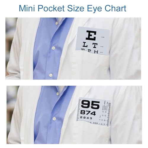 Image of DMCBY Rosenbaum Pocket Eye Chart, Snellen Eye Chart Pocket Size, 6 Feet | Double-Sided Pocket Eye Chart for Eye Exams, 2 in 1, 6.5x3.5 Inches, Plastic Low Vision Eye Charts