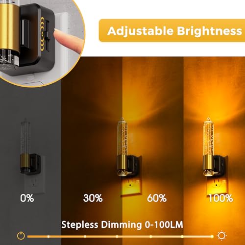 Image of L LOHAS LED Night Light, Amber Candle Night Lights Plug into Wall,2 Pack 0-100 LM Dimmable Nightlight, Plug in Bubble Night Light with Dusk to Dawn Sensor, for Bathroom Hallway