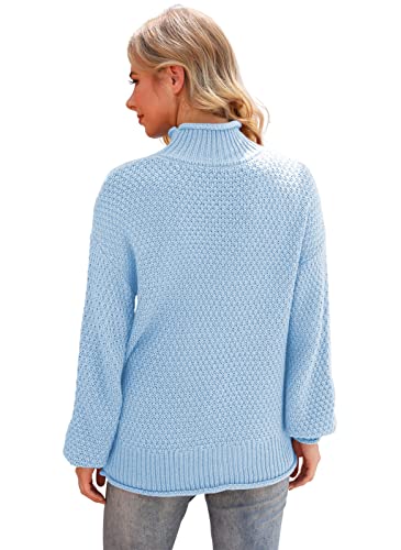 Jouica Women's Winter Long Batwing Sleeve Sweaters Turtle Neck Casual Comfy Pullover Jumpers Tops,F Blue,X-Large #TOP3
