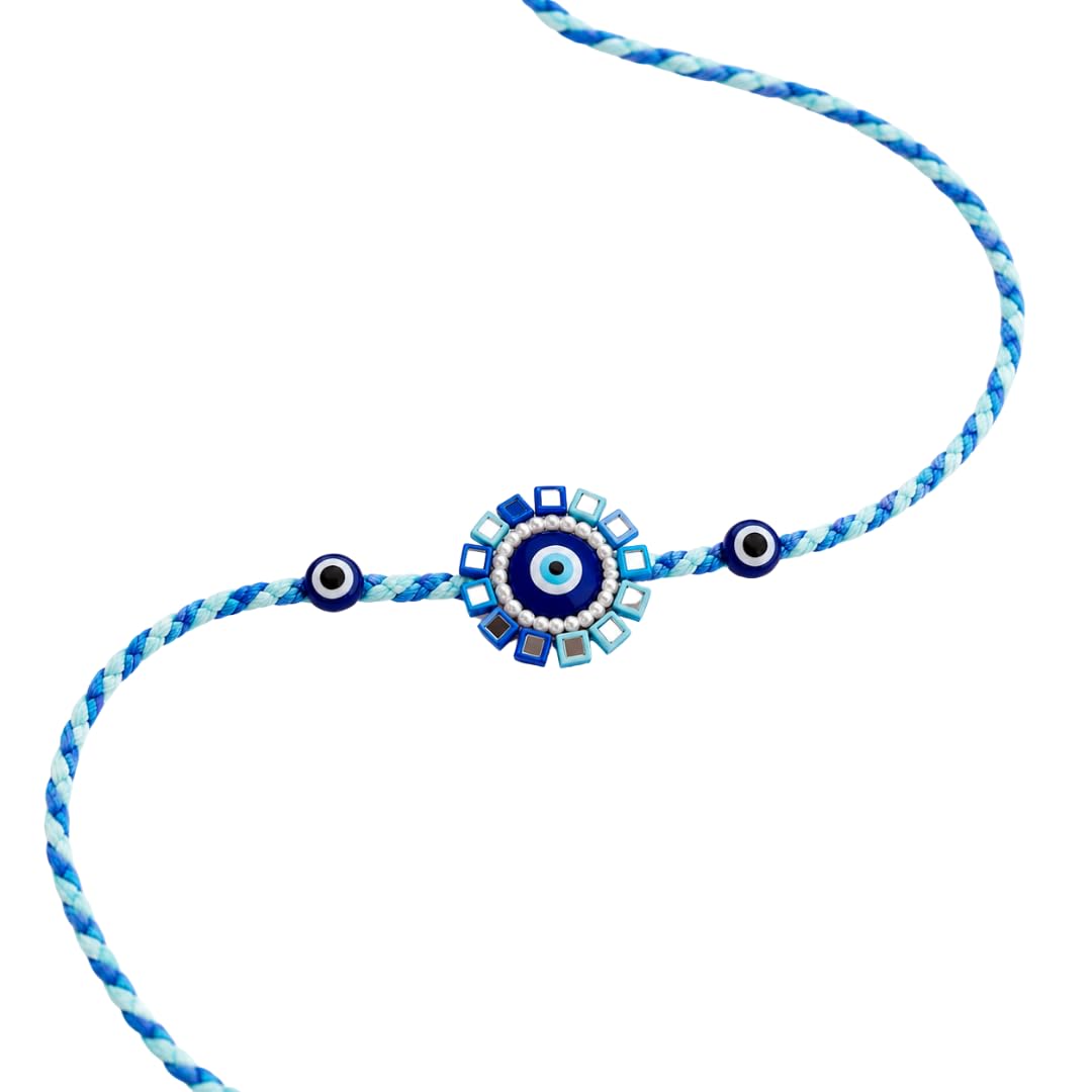 the purple tree Evil Eye Rakhi for Brother | Premium Evil Eye Rakhis with Mirror & Pearls, Handmade Designer Raksha Bandhan Thread, Traditional Protective Rakhi Gift for Bhai-picture-45