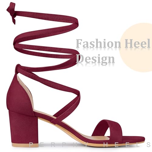 Perphy Lace Up Chunky Mid Heels Sandal for Women4