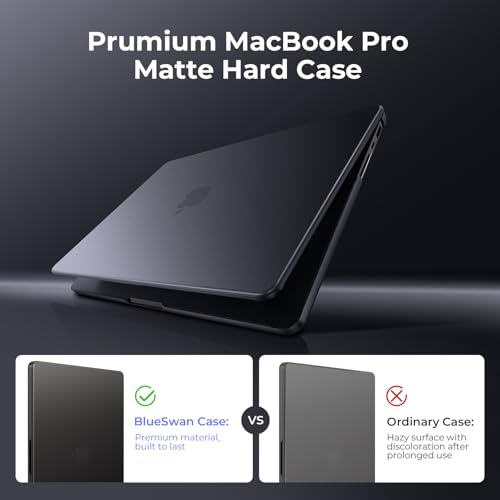 Image of BlueSwan Matte Case for MacBook Pro 14 M5 M4 M3 M2 M1 Pro /Max 2026-2021, Compatible A2992 A2918 A2779 A2442, Hard Shell Cover, Black