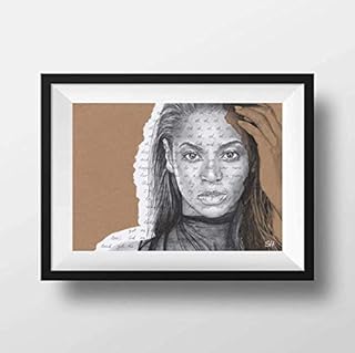 Beyonce Portrait drawing - signed Giclée art print with Crazy in Love Lyrics - A5 A4 A3 Size artwork
