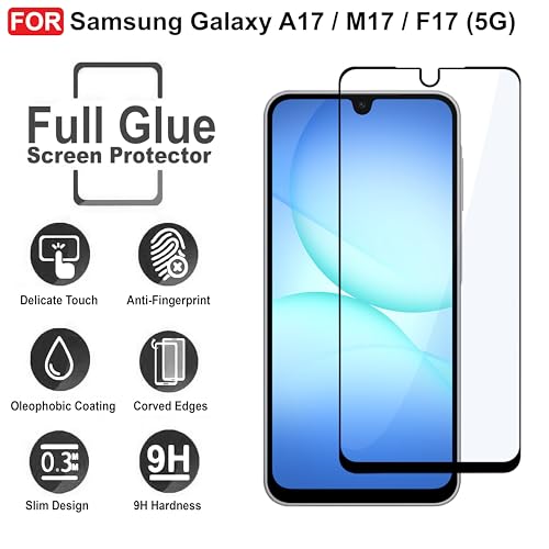 Image of CEDO Tempered Glass for Samsung Galaxy A17 / M17 / F17 (5G) | Screen Protector Full HD Quality Tempered Glass Anti-Scratch Edge to Edge Coverage with Easy Installation Kit (Black)