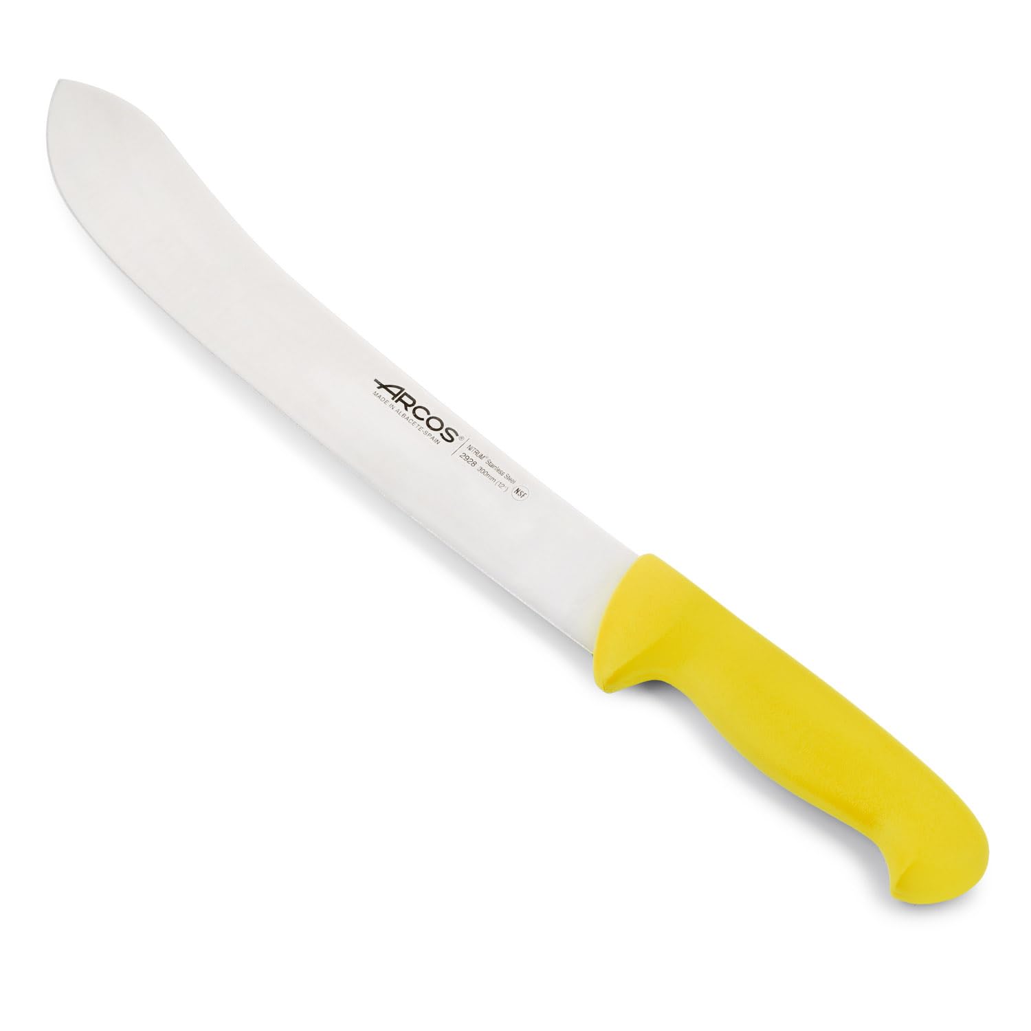 Arcos Butcher Knife 12 Inch Nitrum Stainless Steel and 300 mm Blade,Professional Cooking Knife for Cutting Meat, Fish and Vegetables, Ergonomic Polyoxymethylene Handle,Series 2900, Color Yellow