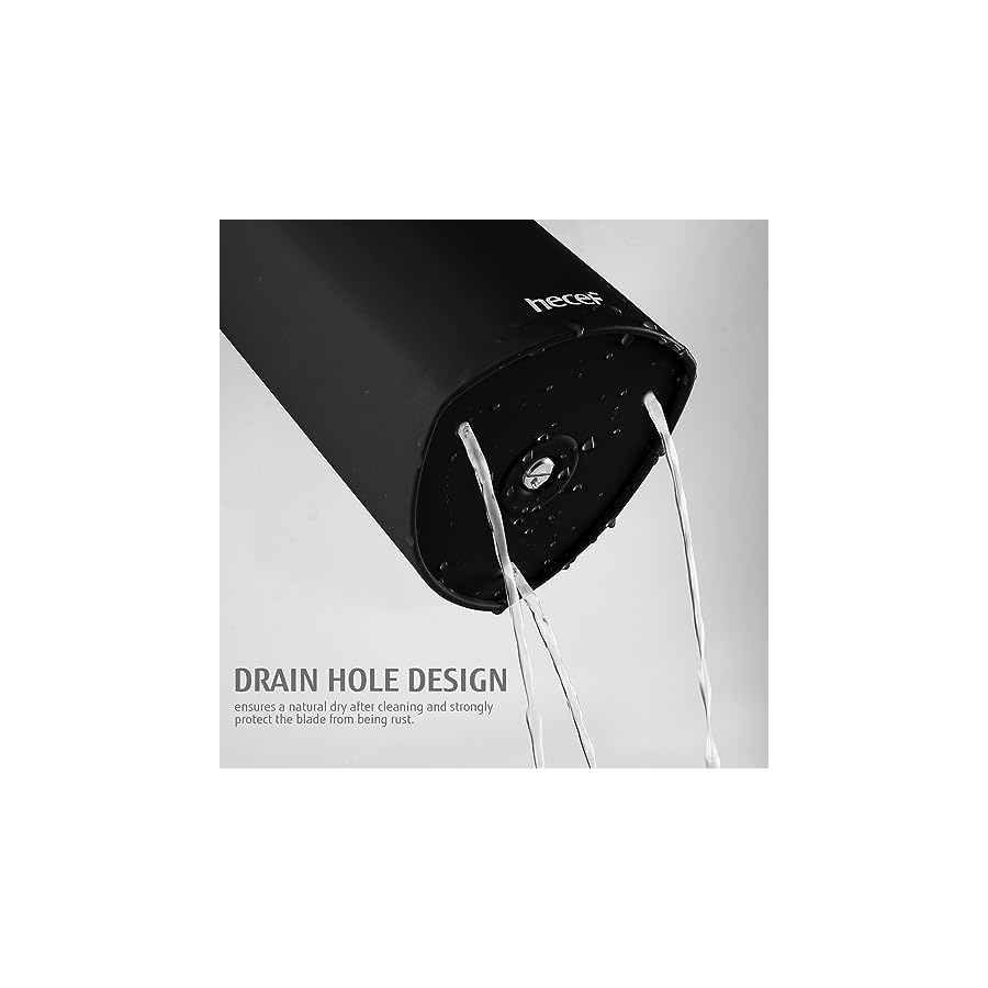 hecef Knife Set, 6 Pieces Kitchen Knives with Universal Knife Block, Stainless Steel Blade with Triple-rivets Handle, Kitchen Knife Set with Block for Home and Kitchen, Black