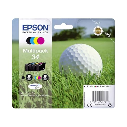 Epson 34 Serie Pallina da Golf Cartuccia Originale, Standard, Multipack, 4 Colori