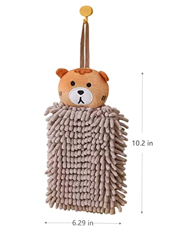 Ivymei 2 Pack Double-Sided Animal Chenille Hand Towels,Bathroom Hand Towels With Loop,Kitchen Hand Towels Hanging,Soft Absorbent Square Hand Towels(2 Mix) #TOP3
