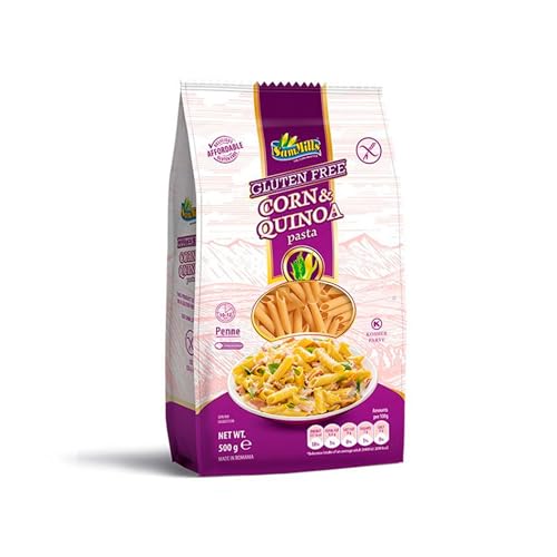 Plumas de Maíz y Quinoa - Pasta Sin Gluten - 500 g - Propiedades Antioxidantes y Carotenoides - Ayuda al Tránsito Intestinal - Gran Fuente de Energía - 100% Vegana - Comida Sin Gluten - Sam Mills