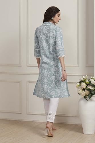 Image of Biba Printed Cotton Straight Casual Kurtas