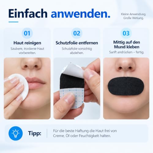 Mundpflaster Schlafen, (64 Stück) Premium Mouth Tape for Sleeping, Anti Schnarch, Schnarchstopper Mundpflaster Schlafen… – Ansicht 5