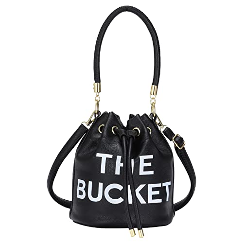Image of JQAliMOVV Mini Leather Bucket Bags for Women Drawstring Bucket Purse Crossbody Handbags Hobo Bag