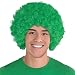 Curly Afro Wig Costume Party Headwear, Green, Fiber, 11" x 8".
